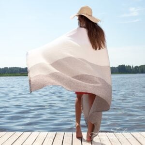 POSITANO Strandhåndkle brun 11 Linen cotton beach towel in fine delicate design