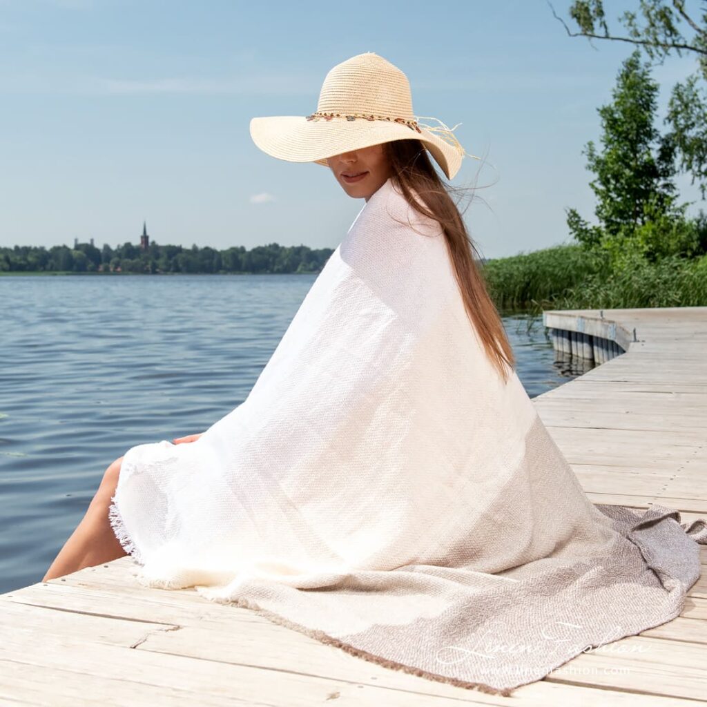 POSITANO Strandhåndkle brun 6 Linen cotton beach towel, specially washed to increase softness