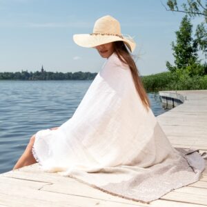 POSITANO Strandhåndkle brun 12 Linen cotton beach towel, specially washed to increase softness