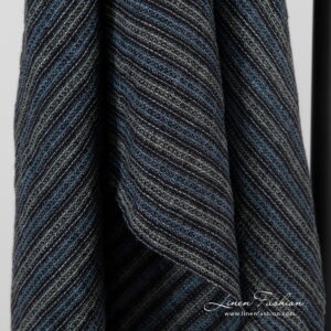 BAHA Badehåndkle blåstripet 11 Linen black blue striped bath towel, waffle design.