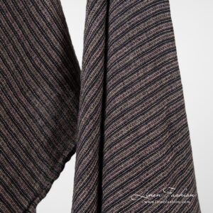 Linen brown striped bath towel, waffle design.