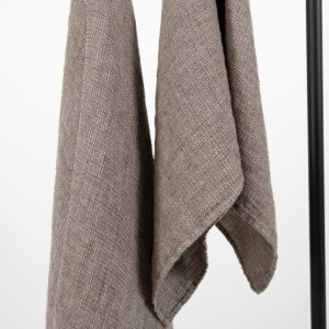 PURO Badehåndkle gråbrun 5 linen bath grey brown towel, waffle.