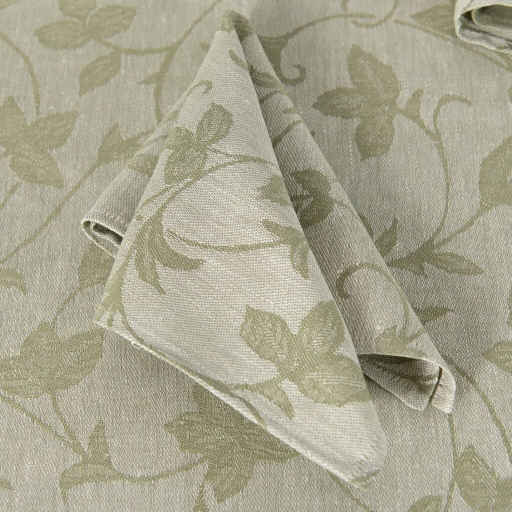 Light green floral ivy pattern linen cotton napkin