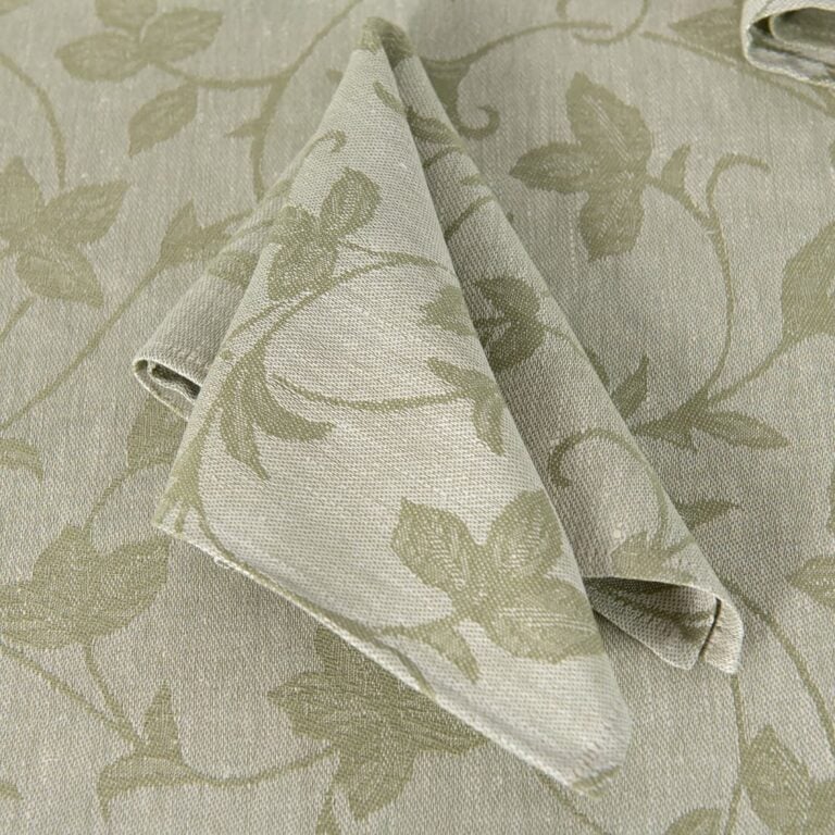 Light green floral ivy pattern linen cotton napkin