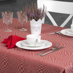 Red checked linen cotton tablecloth