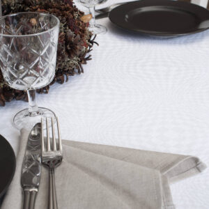 Optical white check oval linen cotton tablecloth