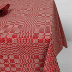 Linen cotton checked red tablecloth