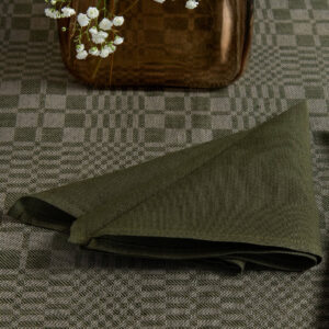 Green linen cotton napkin, plain weave