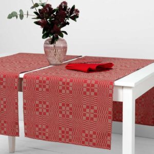 WILLOW red linen cotton table runner