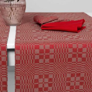 WILLOW red linen cotton table runner, twill weave