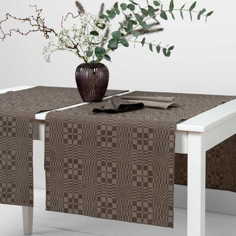 WILLOW brown linen cotton table runner