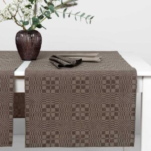 WILLOW brown linen cotton table runner