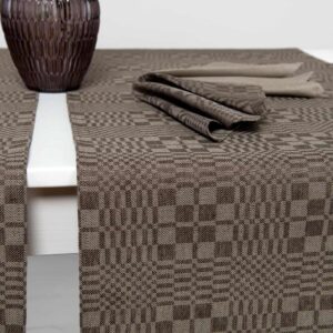 WILLOW brown linen cotton table runner, twill weave