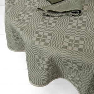 WILLOW round/oval tablecloth green, linen cotton