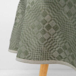 WILLOW round/oval tablecloth green, with piping hem