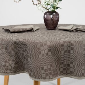WILLOW round/oval tablecloth brown, twill weave