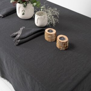 linen grey tablecloth with decorative seam for decoration.