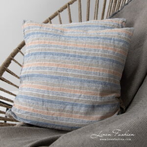 Linen cotton grey blanket with fringes with cushion cover from hawai collection.
