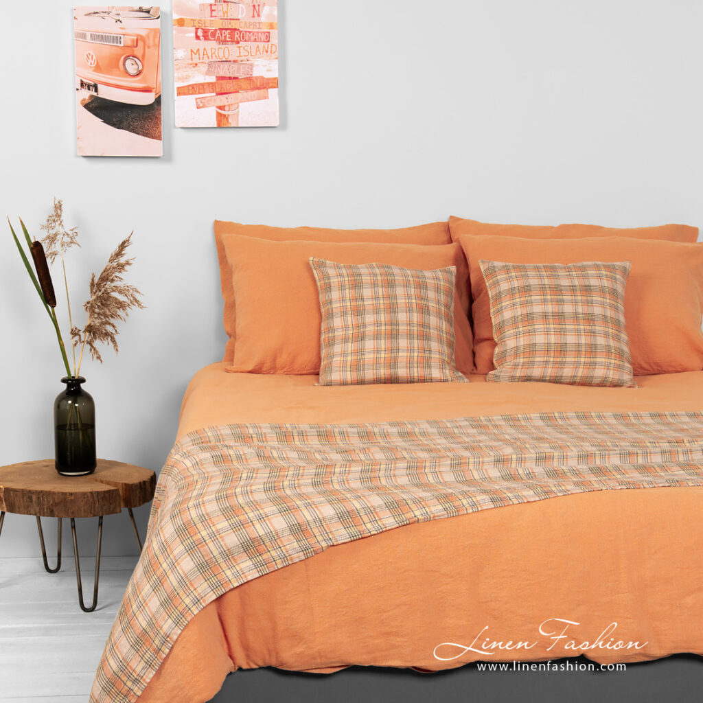 linen cotton orange bedlinen.