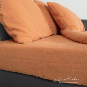 SAN DIEGO Sengetøy 14 linen cotton orange bedlinen with fitted and flat sheets.