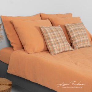 SAN DIEGO Sengetøy 21 linen cotton orange bedlinen, duvet cover.