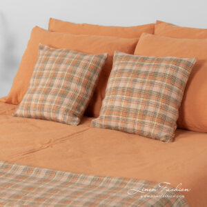 SAN DIEGO Sengetøy 18 linen cotton orange bedlinen, decorative pillow cases.