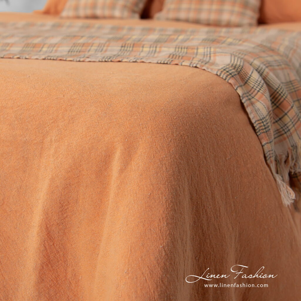 SAN DIEGO Sengetøy 6 linen cotton orange bedlinen, duvet cover & throw.