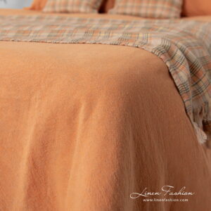SAN DIEGO Sengetøy 17 linen cotton orange bedlinen, duvet cover & throw.
