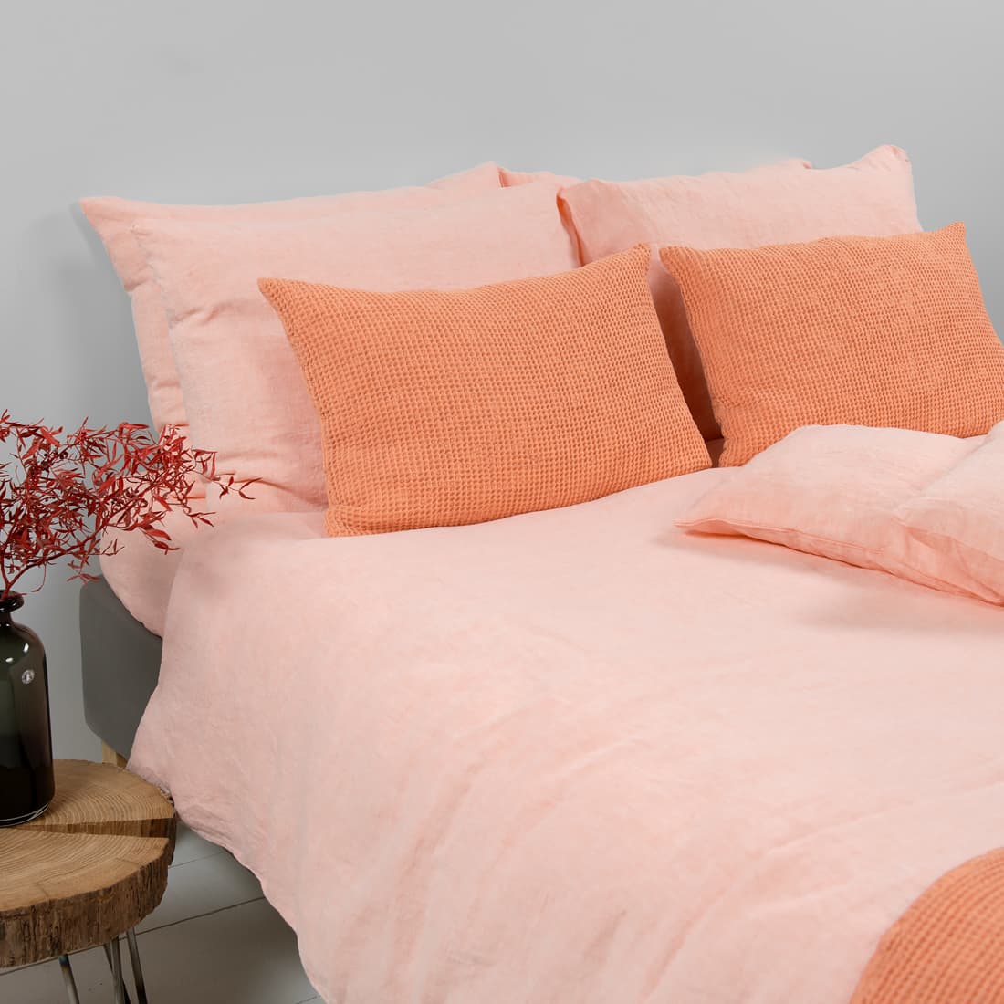 duvet cover peach, in washed linen>