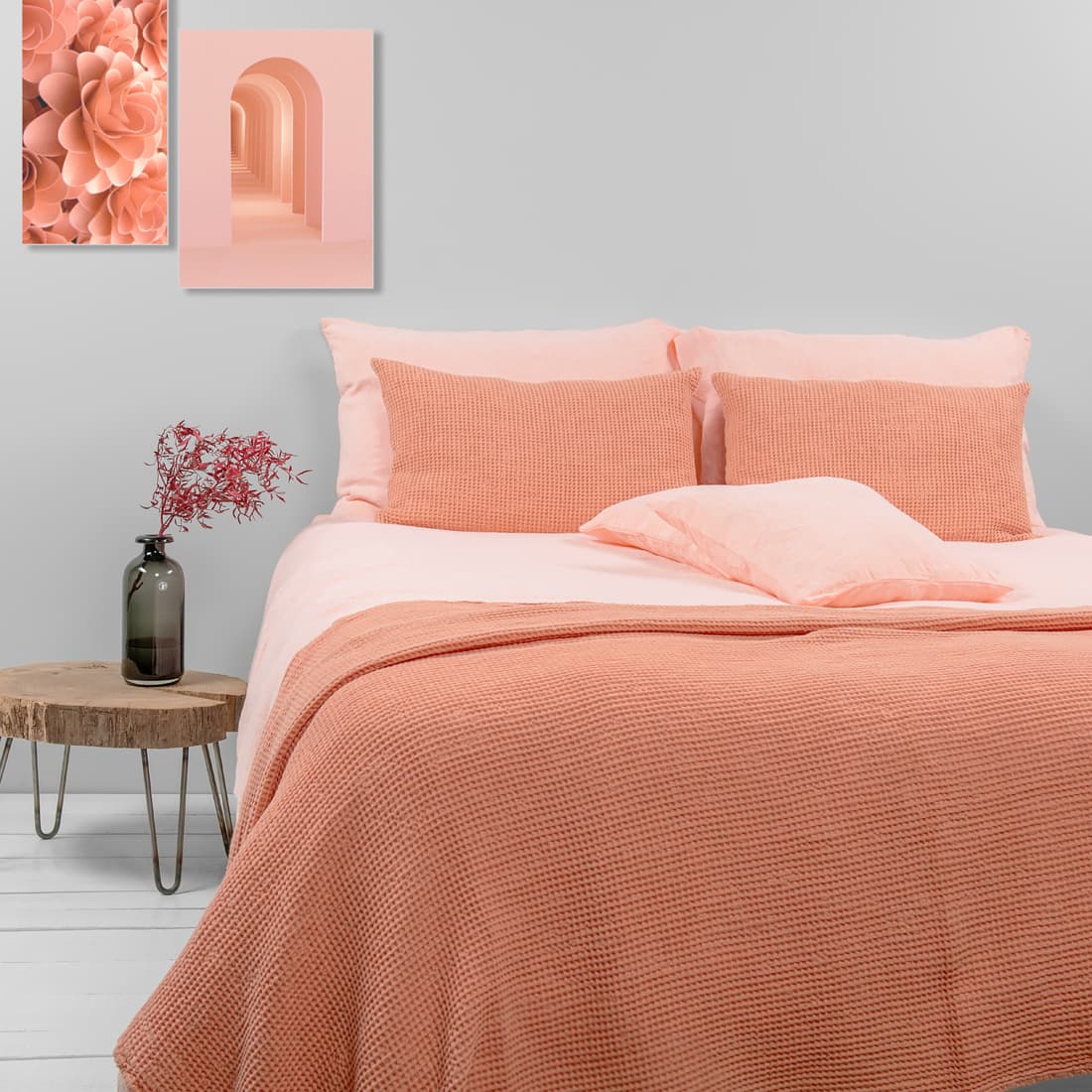 linen peach bedlinen