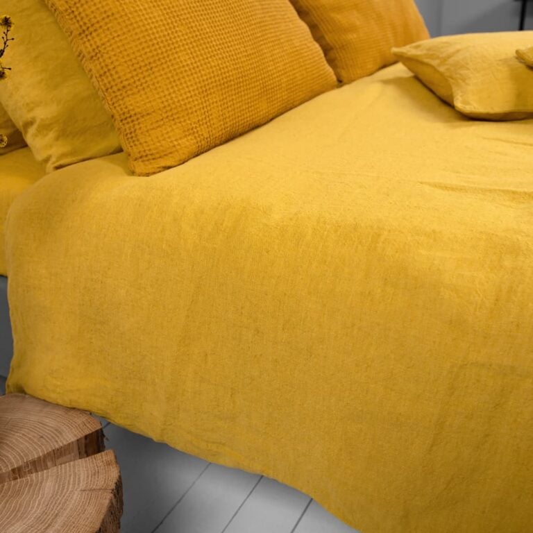 mustard yellow duvet cover, washed