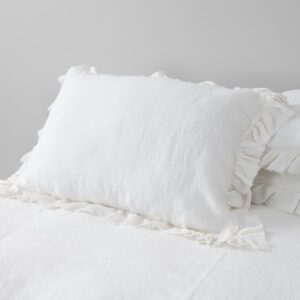 PROVANCE Sengetøy hvit 22 off white linen pillow case 50x70cm.