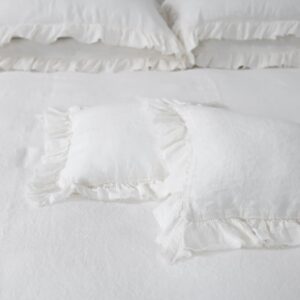 PROVANCE Sengetøy hvit 16 off white linen cushion covers