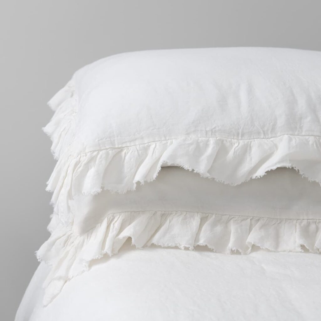 PROVANCE Sengetøy hvit 6 off white linen pillow cases