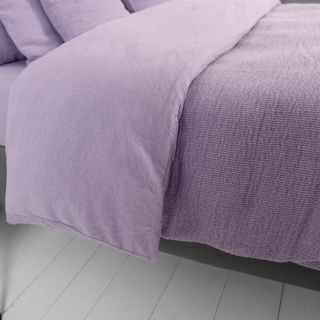 rolay lilac duvet cover, one side waffle, other-plain