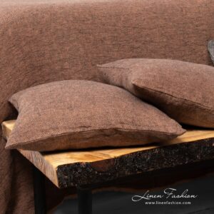 100% linen brown cushion cover, leila.