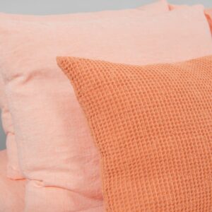 peach linen cushion cover waffle with zipper