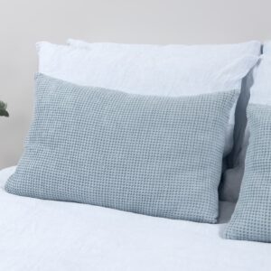 half linen ice blue cushion cover