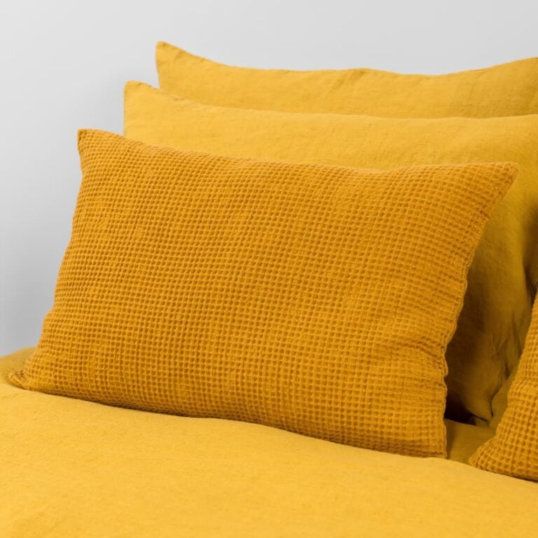 mustard cushion cover half linen