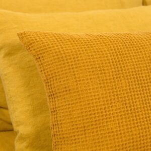 mustard cushion cover half linen