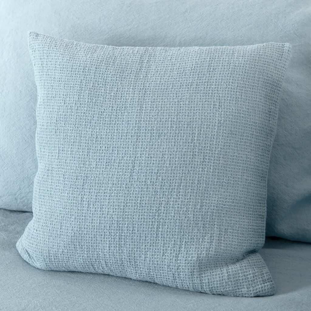 blue cushion cover half linen