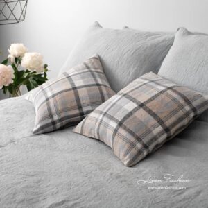 JARA Putetrekk grå 9 Grey colored linen cushion cover.