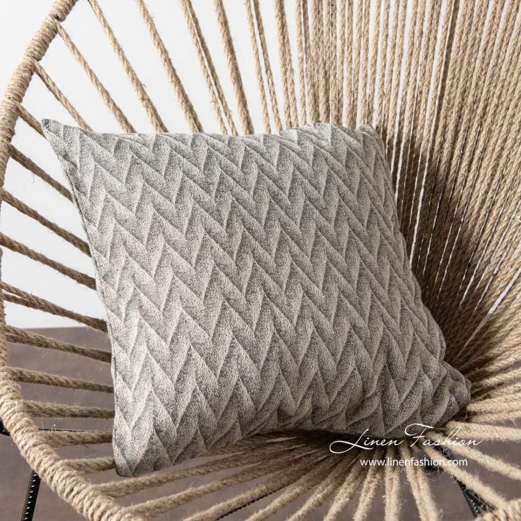 Grey linen cushion cover, japan.