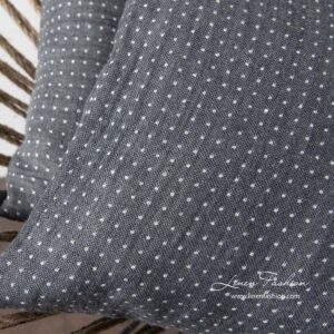 Linen cushion cover in dark grey, mega.