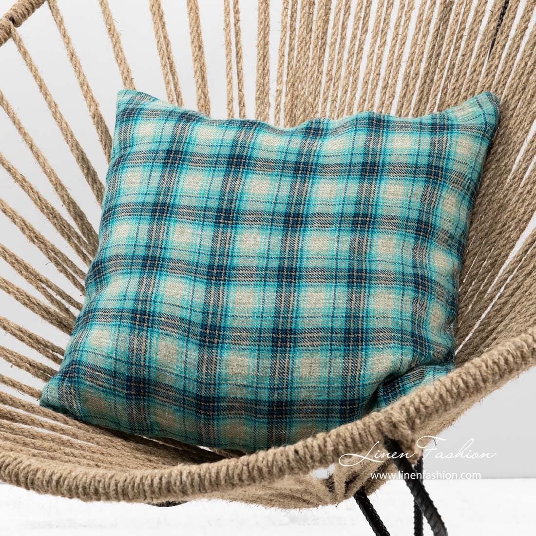 Green linen cushion cover, IDO.