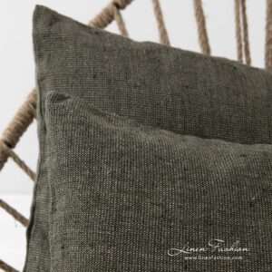 MOSSA Putetrekk grønn 6 Green cushion covers Mossa in 100% linen, with zipper.