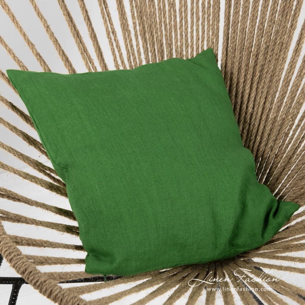 green linen cushion cover