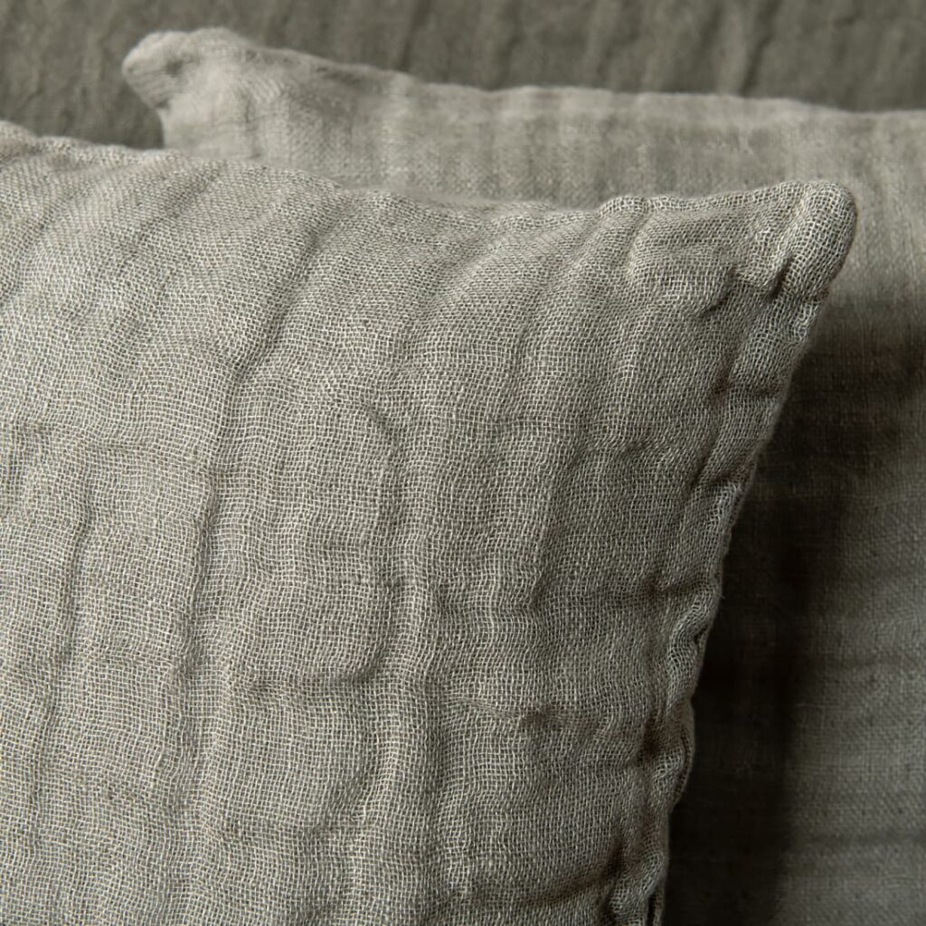 FONDA Putetrekk grå 2 grey linen cushion cover with zipper