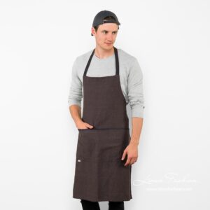 BALI Forkle mørkebrun 5 Dark brown linen apron, bali.