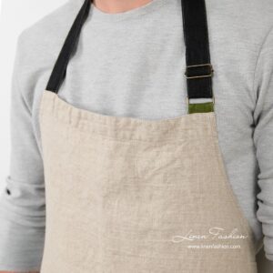 JAZZ Forkle naturfarget lin 11 Grey colored apron of linen fabric.